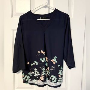 Navy blue 3/4 sleeve blouse size M